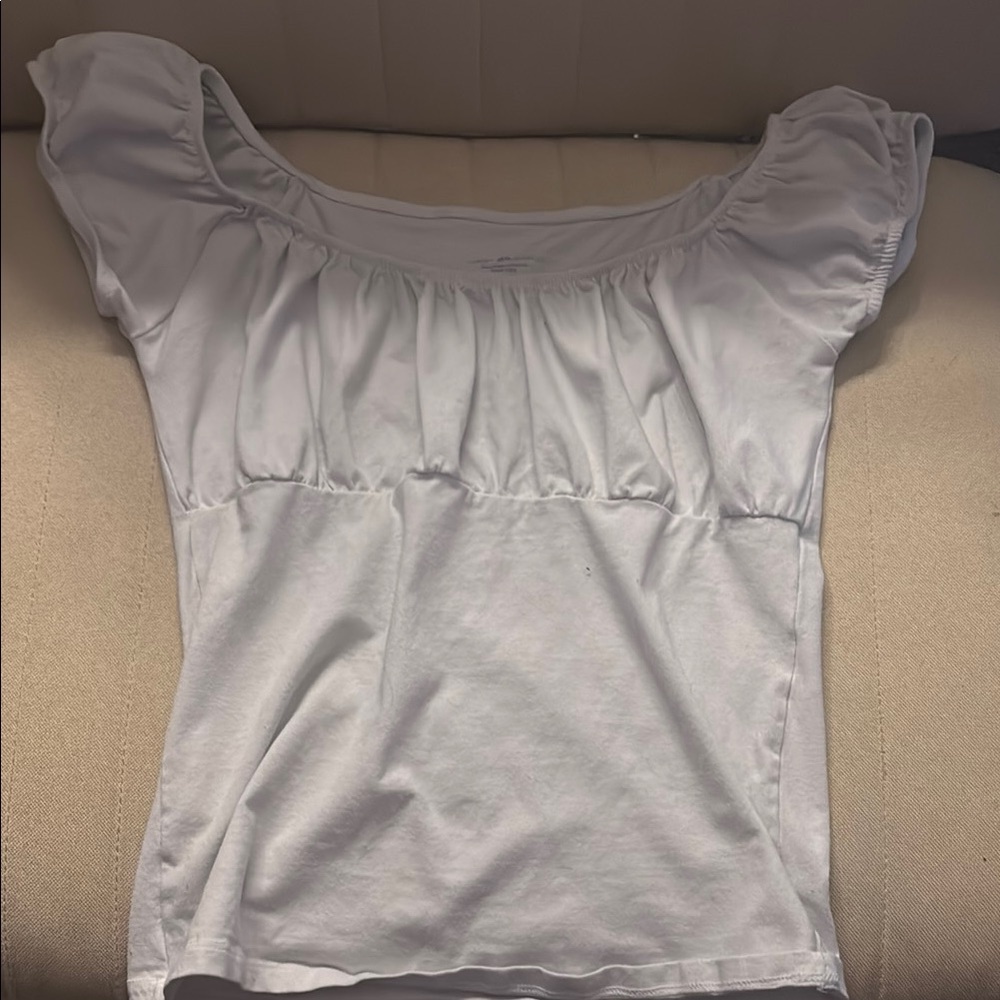 Brandy Melville White Ruffled Cap Sleeve Blouse
